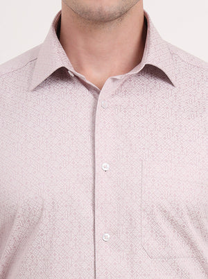 Dusty Pink Printed Regular Fit Formal Shirt | JadeBlue