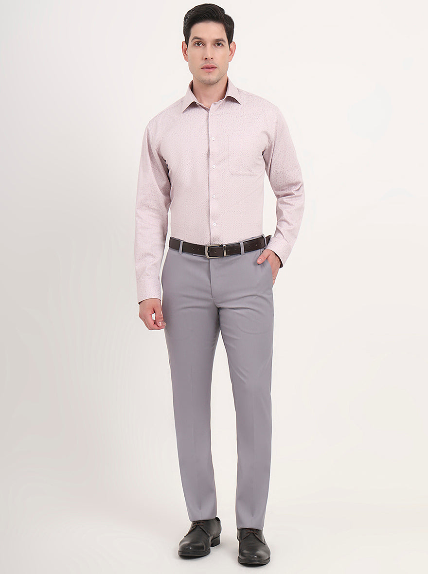 Dusty Pink Printed Regular Fit Formal Shirt | JadeBlue