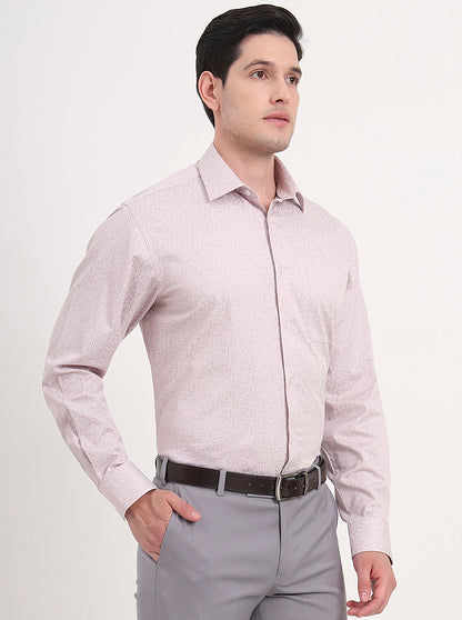 Dusty Pink Printed Regular Fit Formal Shirt | JadeBlue