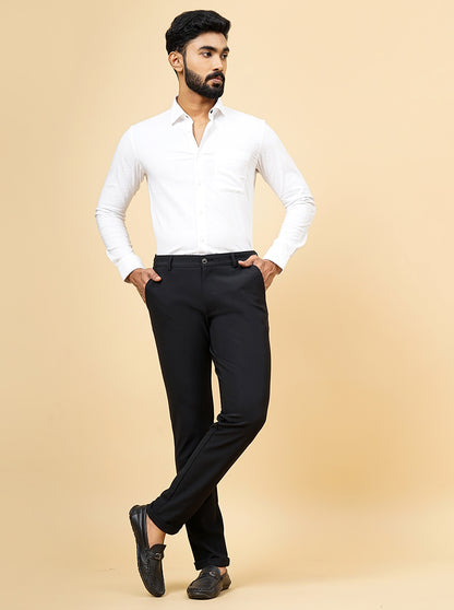 Black Solid Slim Fit Club Wear Trouser | JB Studio