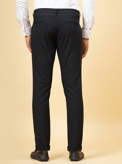 Black Solid Slim Fit Club Wear Trouser | JB Studio