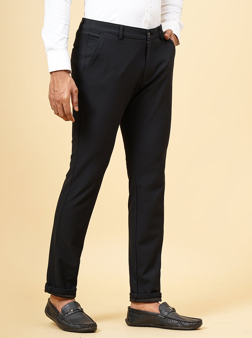 Black Solid Slim Fit Club Wear Trouser | JB Studio