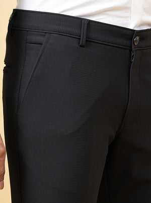 Black Solid Slim Fit Club Wear Trouser | JB Studio