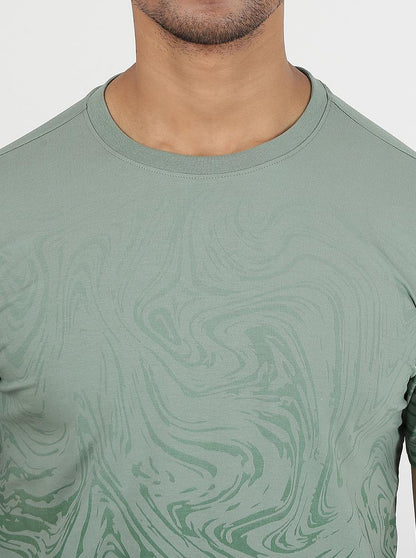 Green Printed Slim Fit T-Shirt | JadeBlue