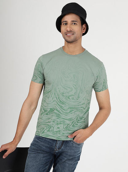 Green Printed Slim Fit T-Shirt | JadeBlue