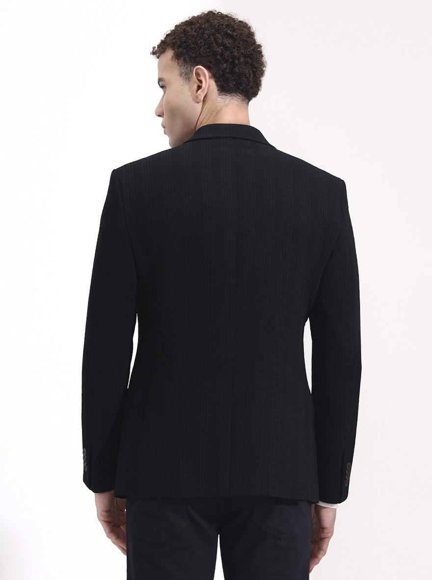 Black Striped Regular Fit Blazer | Wyre