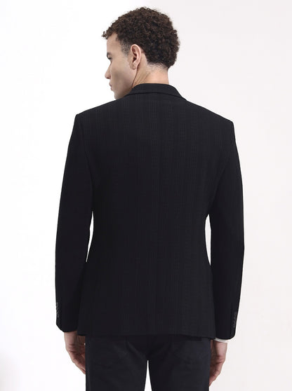 Black Striped Regular Fit Blazer | Wyre