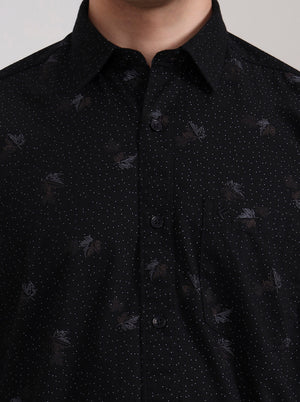 Black Printed Smart Fit Semi Casual Shirt | Greenfibre