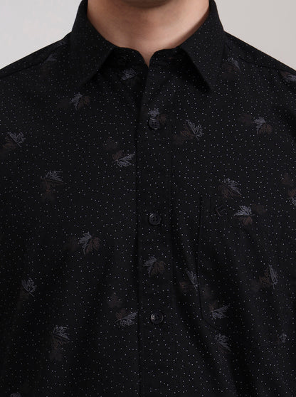 Black Printed Smart Fit Semi Casual Shirt | Greenfibre