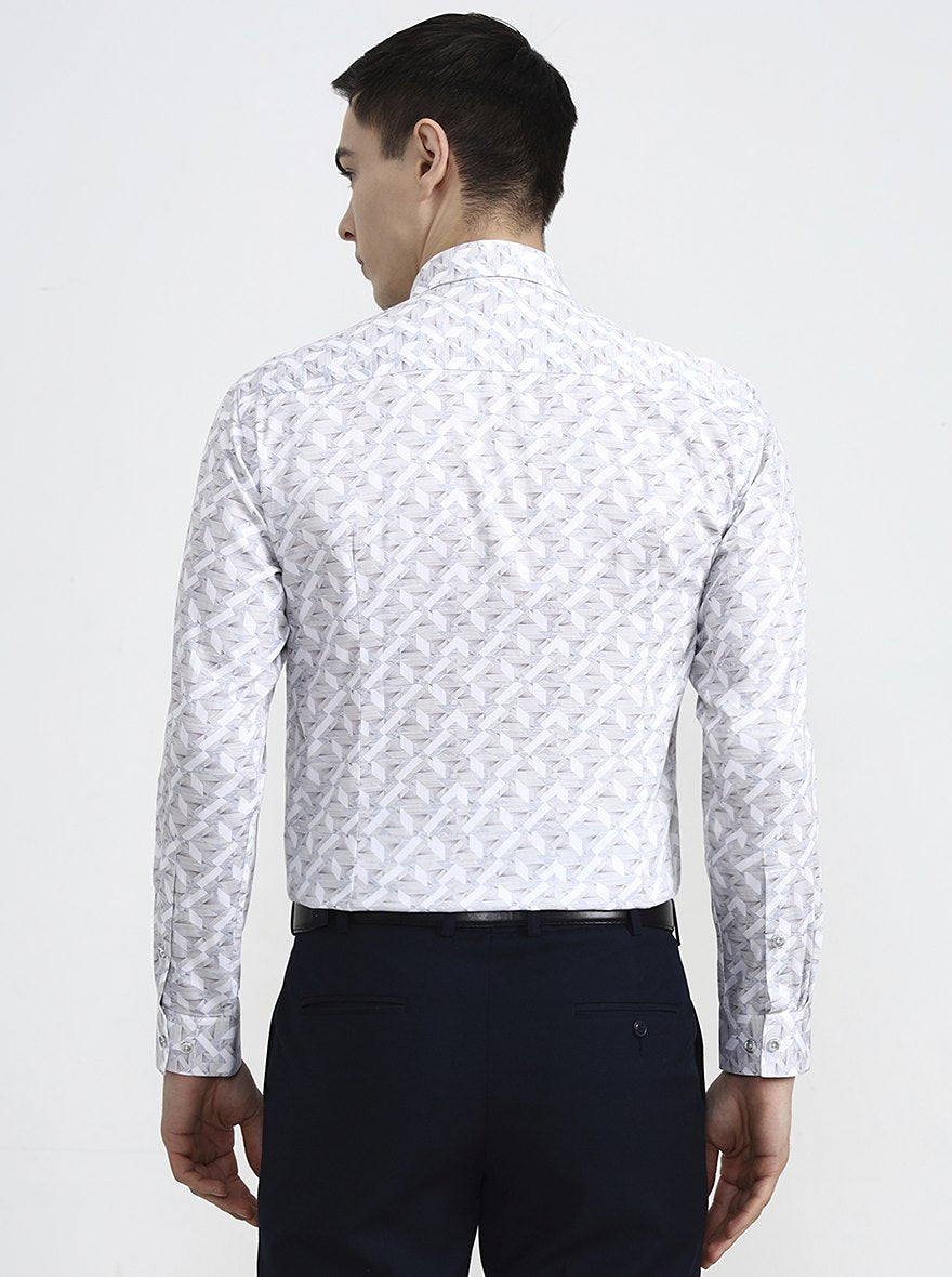Grey Printed Slim Fit Party Wear Shirt | Greenfibre