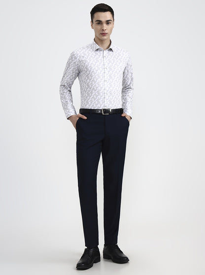 Grey Printed Slim Fit Party Wear Shirt | Greenfibre