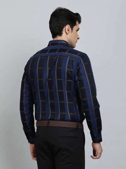 Black & Blue Checked Slim Fit Formal Shirt | Metal