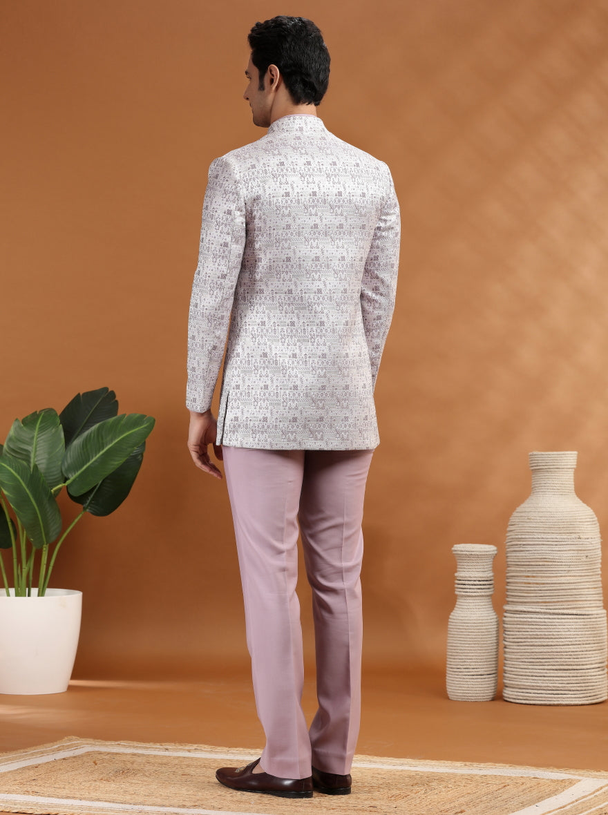 Purple Self Texture Jodhpuri Suit | TULA