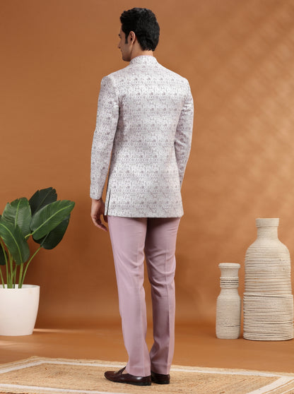 Purple Self Texture Jodhpuri Suit | TULA