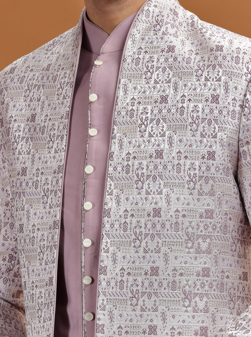 Purple Self Texture Jodhpuri Suit | TULA