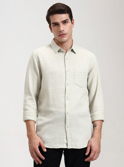 Pista Grey Solid Slim Fit Casual Shirt | JadeBlue