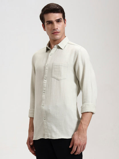 Pista Grey Solid Slim Fit Casual Shirt | JadeBlue