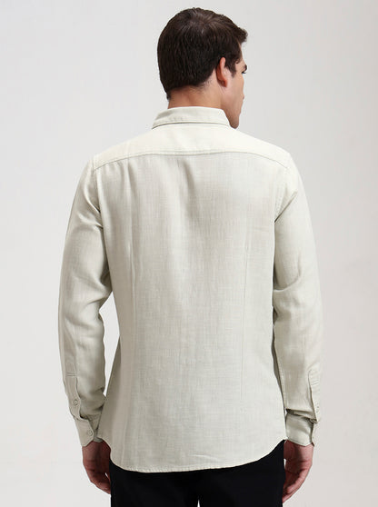 Pista Grey Solid Slim Fit Casual Shirt | JadeBlue
