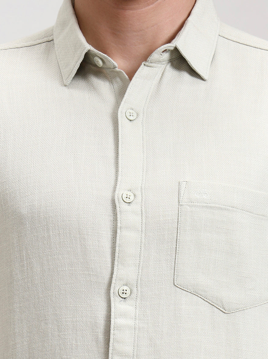 Pista Grey Solid Slim Fit Casual Shirt | JadeBlue