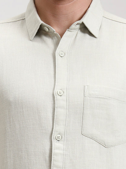 Pista Grey Solid Slim Fit Casual Shirt | JadeBlue