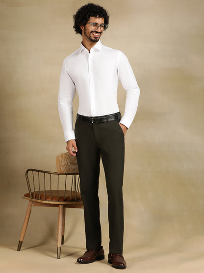 White Dobby Slim Fit Formal Shirt | Metal