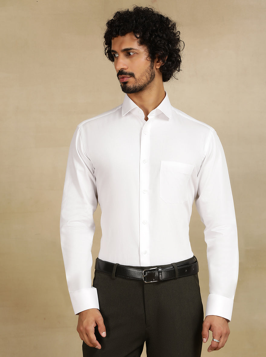 White Dobby Slim Fit Formal Shirt | Metal