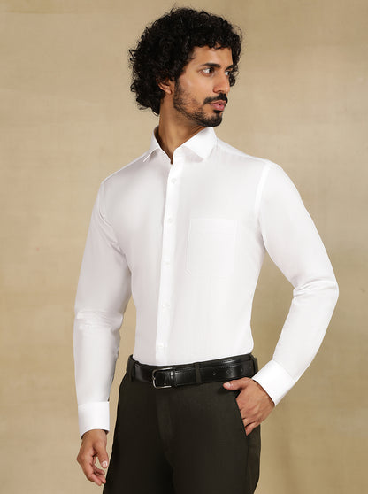 White Dobby Slim Fit Formal Shirt | Metal