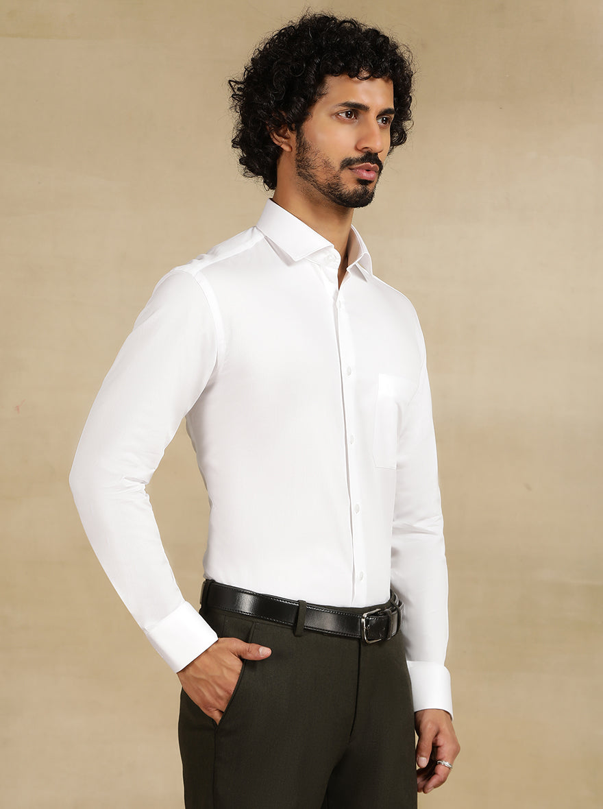 White Dobby Slim Fit Formal Shirt | Metal