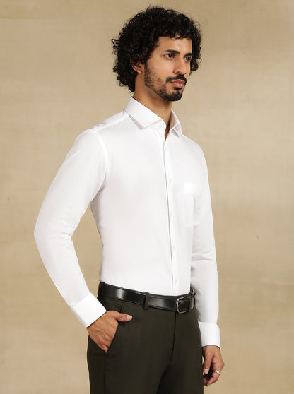 White Dobby Slim Fit Formal Shirt | Metal