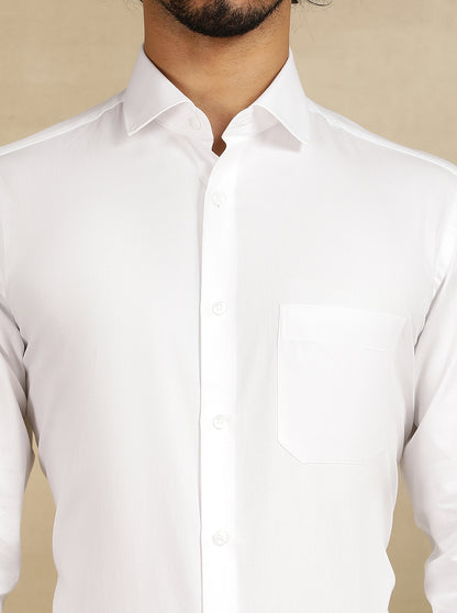 White Dobby Slim Fit Formal Shirt | Metal