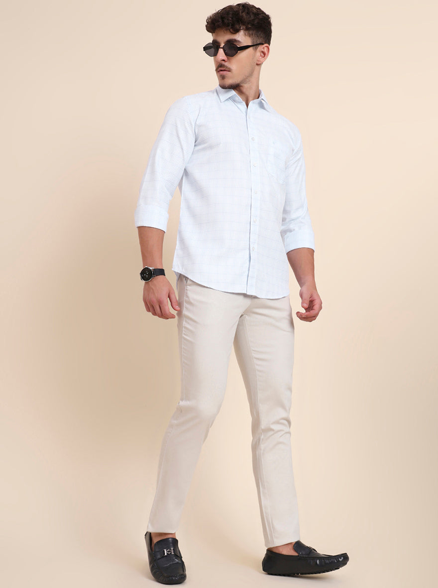 White Solid Uno Fit Casual Trouser | JadeBlue