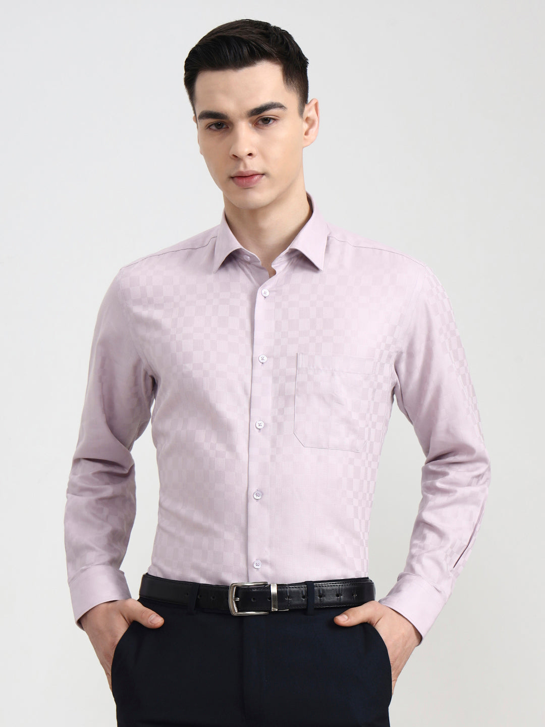 Purple Solid Regular Fit Formal Shirt | JadeBlue