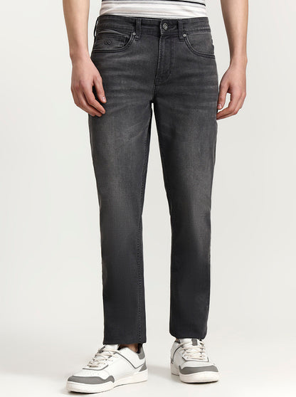 Charcoal Grey Washed Straight Fit Jeans | JadeBlue
