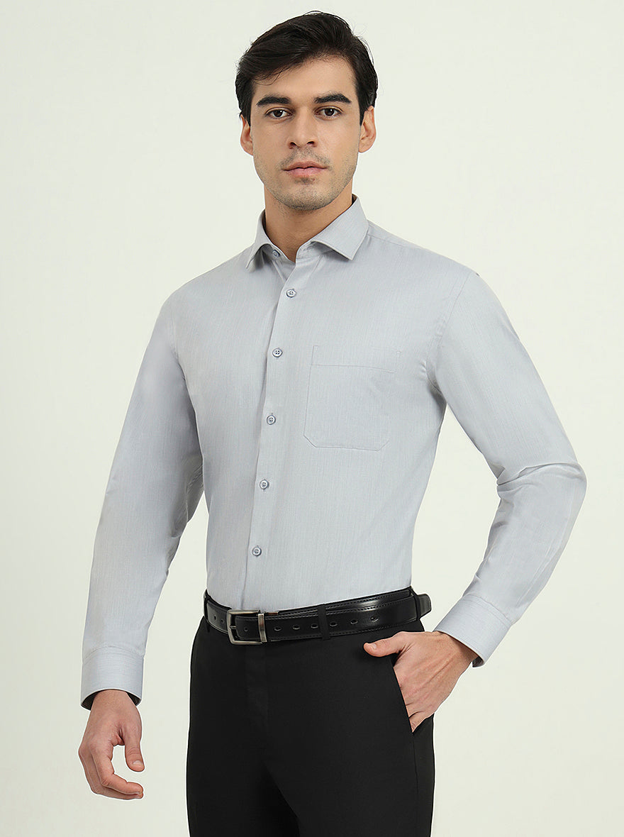 Grey Solid Regular Fit Formal Shirt | Greenfibre