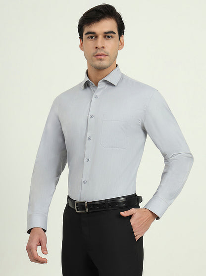 Grey Solid Regular Fit Formal Shirt | Greenfibre