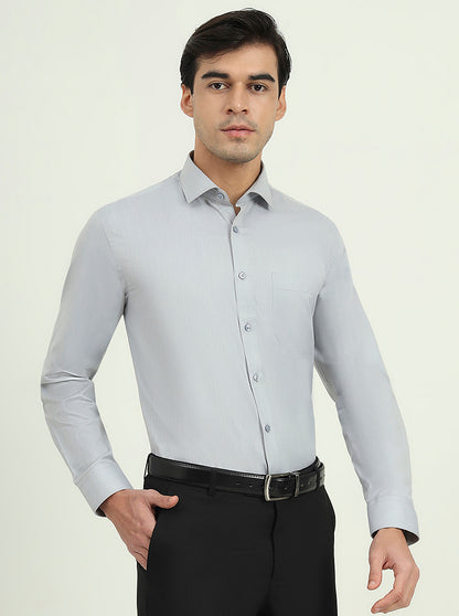 Grey Solid Regular Fit Formal Shirt | Greenfibre