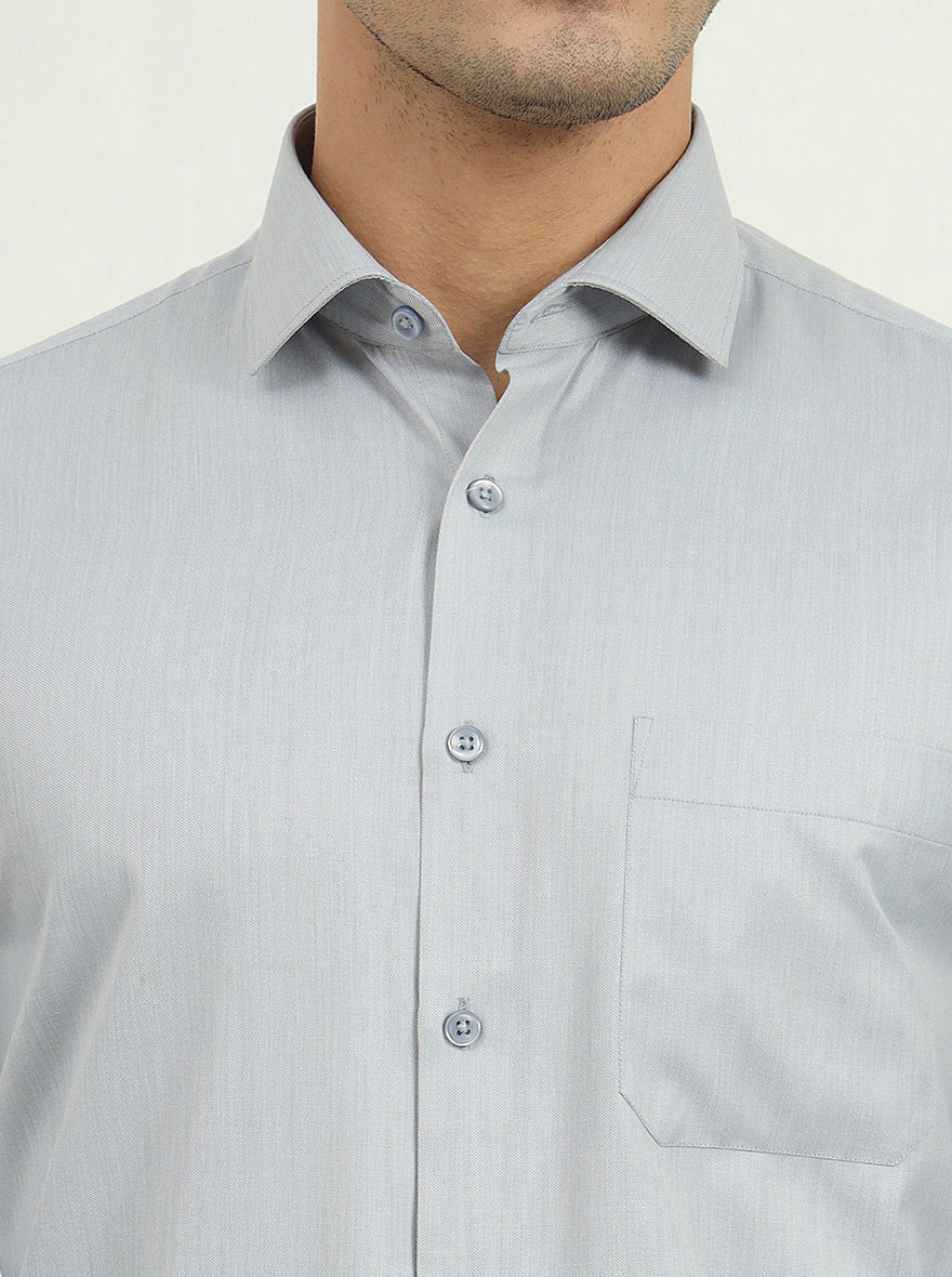 Grey Solid Regular Fit Formal Shirt | Greenfibre