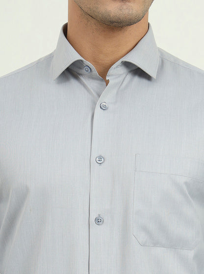 Grey Solid Regular Fit Formal Shirt | Greenfibre