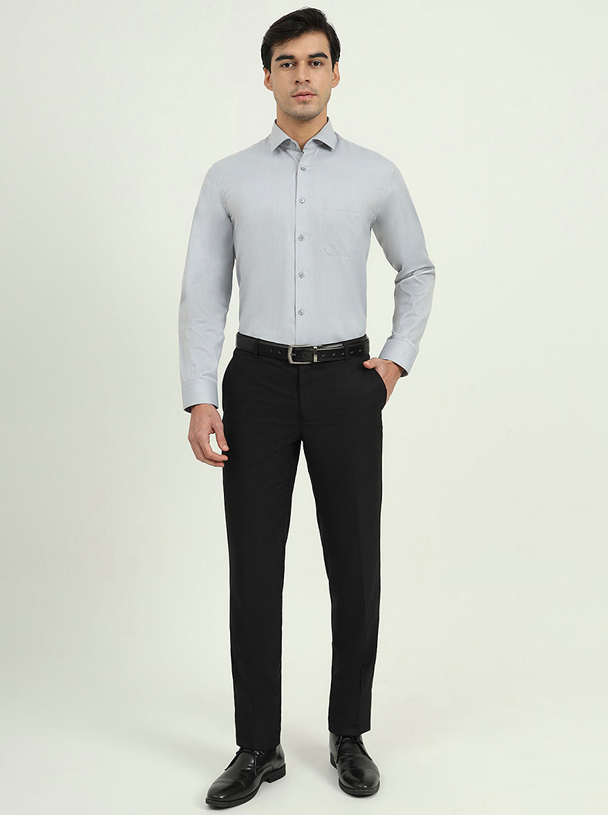 Grey Solid Regular Fit Formal Shirt | Greenfibre