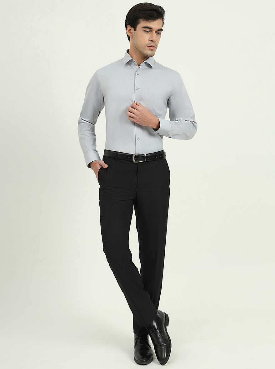Grey Solid Regular Fit Formal Shirt | Greenfibre