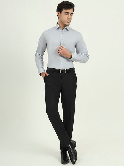 Grey Solid Regular Fit Formal Shirt | Greenfibre