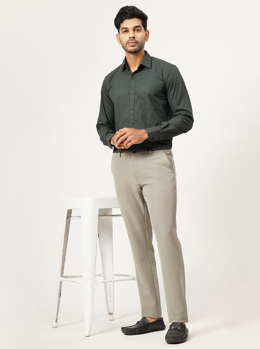 Grey Solid Slim Fit Club Wear Trouser | JB Studio
