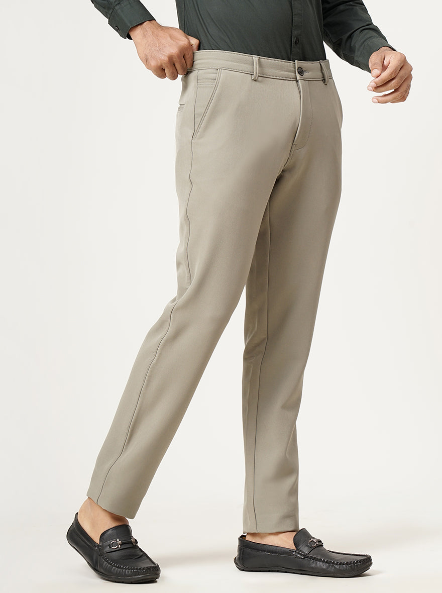 Grey Solid Slim Fit Club Wear Trouser | JB Studio