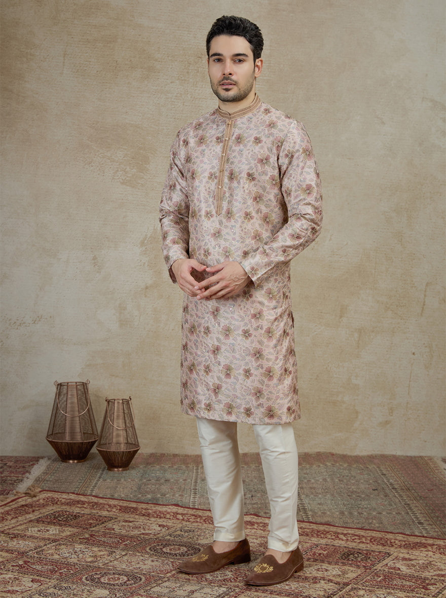 Peach & Pink Printed Kurta Pajama | Virasana