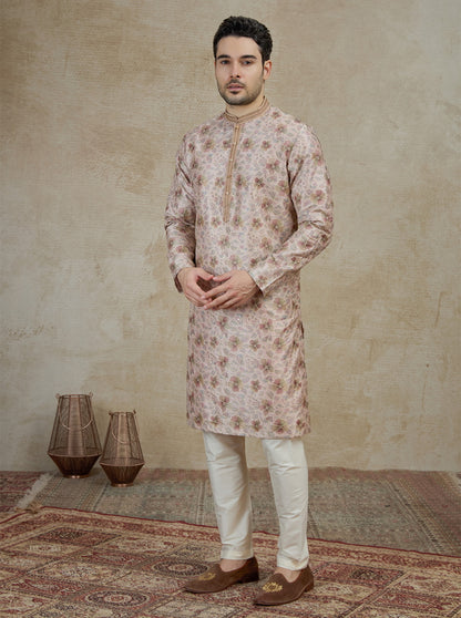 Peach & Pink Printed Kurta Pajama | Virasana