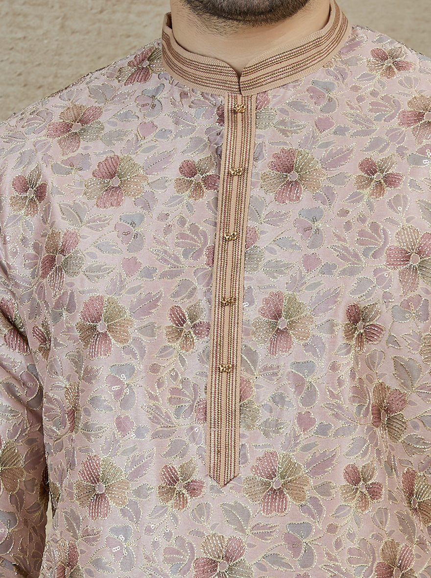Peach & Pink Printed Kurta Pajama | Virasana