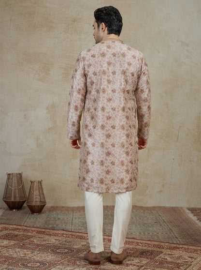 Peach & Pink Printed Kurta Pajama | Virasana