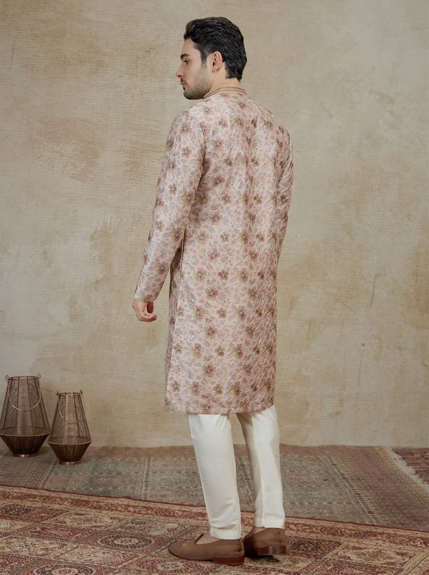 Peach & Pink Printed Kurta Pajama | Virasana