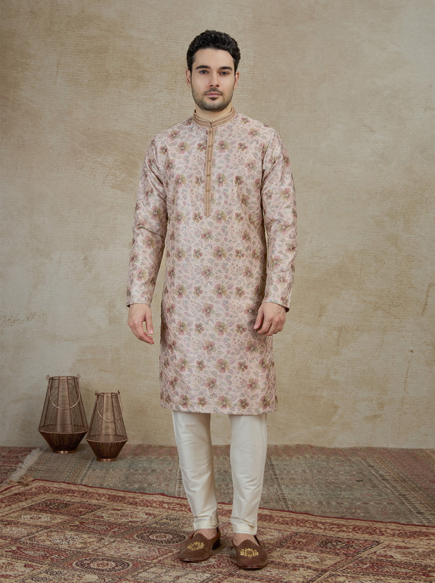 Peach & Pink Printed Kurta Pajama | Virasana