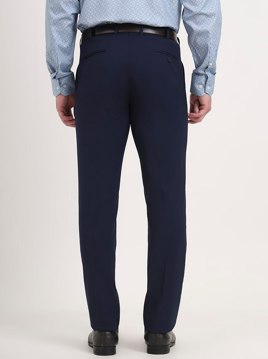 Blue Solid Slim Fit Formal Trouser | JB Studio
